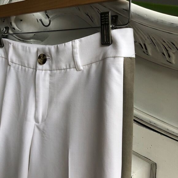 🎃BANANA REPUBLIC WHITE W/ BEIGE COLORBLOCK PANT - Picture 3 of 8